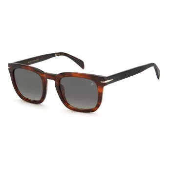 DAVID BECKHAM DB-7076-S-EX4 Okulary przeciwsłoneczne męskie, prostokątna oprawka acetatowa, szare szkła 50/23/145 mm