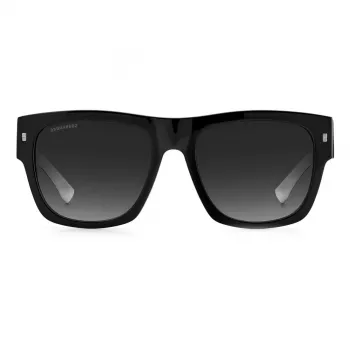 DSQUARED2 ICON Okulary przeciwsłoneczne męskie ICON0004S80S - Czarna oprawka acetatowa, szare soczewki poliwęglanowe, 55/19/145 mm