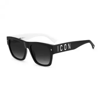 DSQUARED2 ICON Okulary przeciwsłoneczne męskie ICON0004S80S - Czarna oprawka acetatowa, szare soczewki poliwęglanowe, 55/19/145 mm