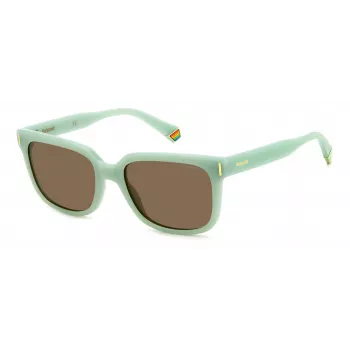 POLAROID PLD6191S1ED Unisex Okulary przeciwsłoneczne prostokątne - czarna oprawka, szare soczewki polaryzacyjne 54mm