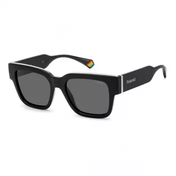 POLAROID PLD6198SX807 Unisex Okulary Przeciwsłoneczne Prostokątne Oprawka Havana Szare Soczewki Polaryzacyjne 52mm
