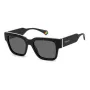 POLAROID PLD6198SX807 Unisex Okulary Przeciwsłoneczne Prostokątne Oprawka Havana Szare Soczewki Polaryzacyjne 52mm