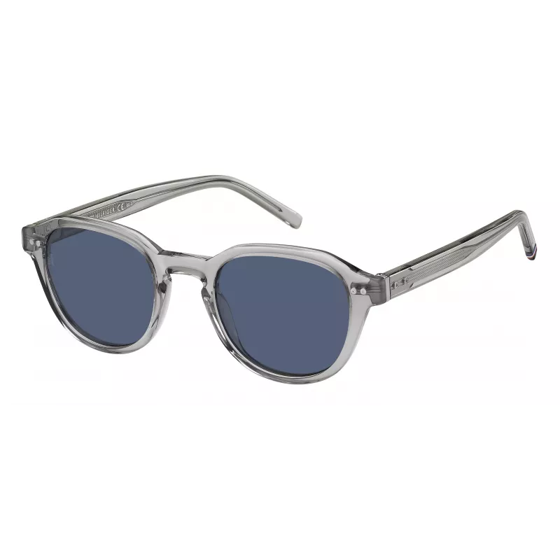 TOMMY HILFIGER TH-1970-S-KB7 Męskie okulary przeciwsłoneczne prostokątne czarne/szare 49mm