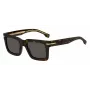 BOSS BOSS1501S086 Męskie Okulary Przeciwsłoneczne Prostokątne - Czarna Oprawka Acetatowa, Szare Soczewki Poliwęglanowe, Ochrona UV400