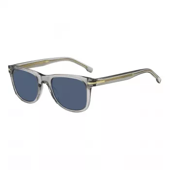 Okulary przeciwsłoneczne BOSS BOSS1508SKB7 męskie, prostokątne, czarna oprawka acetatowa, szare soczewki poliwęglanowe, 52/21/145 mm