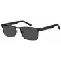 TOMMY HILFIGER TH-2040-S-807 Męskie okulary przeciwsłoneczne prostokątne czarno-szare 56/19/145 mm