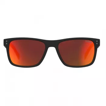 LEVI'S LV-5059-S-BLX Męskie okulary przeciwsłoneczne prostokątne - czarna oprawka acetatowa z szarymi soczewkami poliwęglanowymi - 55/17/145 mm