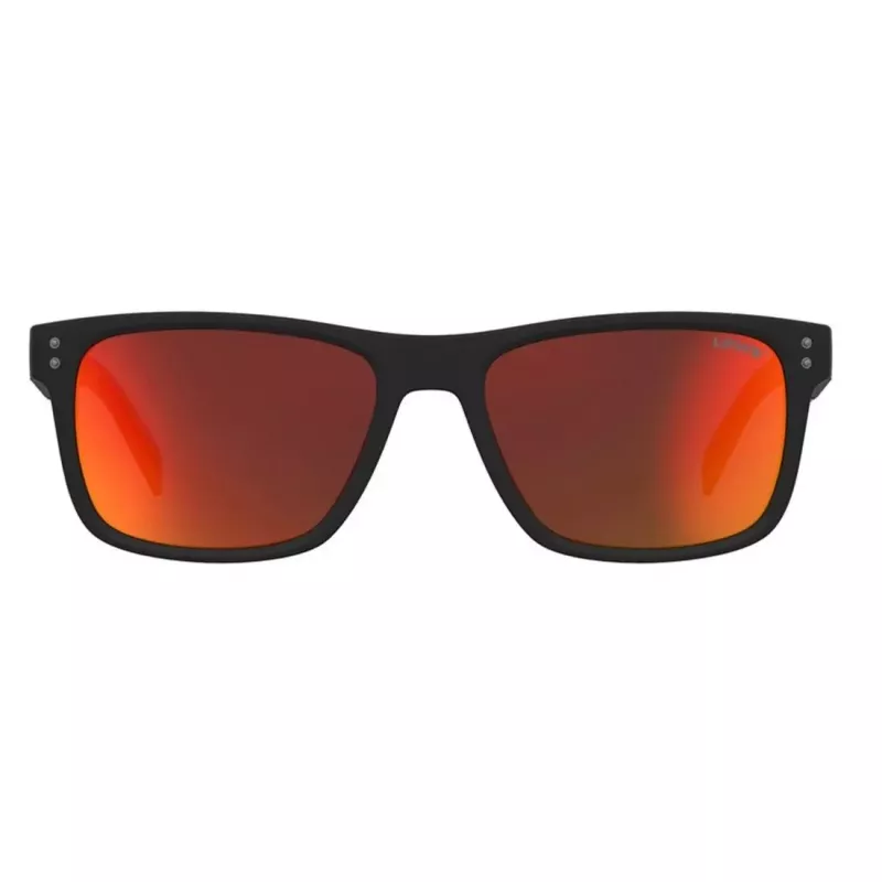 LEVI'S LV-5059-S-BLX Męskie okulary przeciwsłoneczne prostokątne - czarna oprawka acetatowa z szarymi soczewkami poliwęglanowymi - 55/17/145 mm