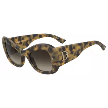 Okulary przeciwsłoneczne DSQUARED2 D2-0137-S-C9B Havana Acetate Square Frame Brown Gradient Lens 54mm