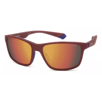 POLAROID PLD2153S0Z3 Męskie prostokątne okulary przeciwsłoneczne z polaryzacją - Matowa czarna oprawka, szare szkła, 58mm