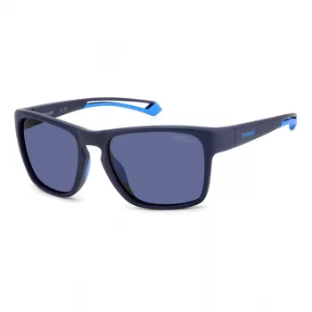 Polaroid Sport PLD7052SFLL Męskie prostokątne okulary przeciwsłoneczne z polaryzacją - Czarny/Szary 56mm