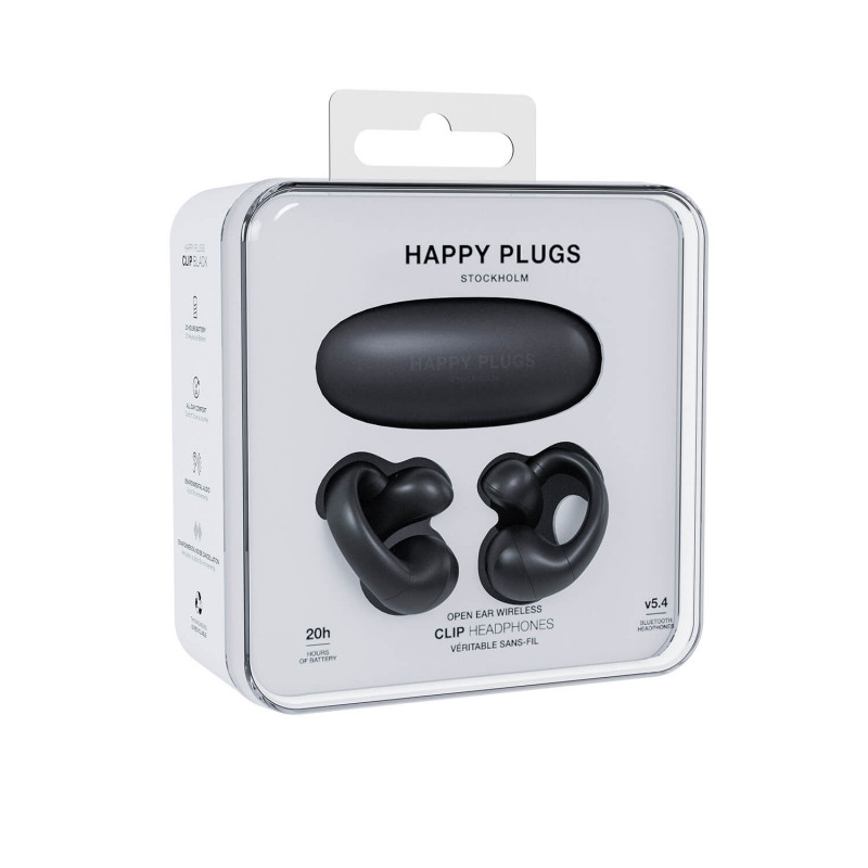 Happy Plugs Clip Bezprzewodowe Słuchawki Otwarte Doczepiane (Czarny)