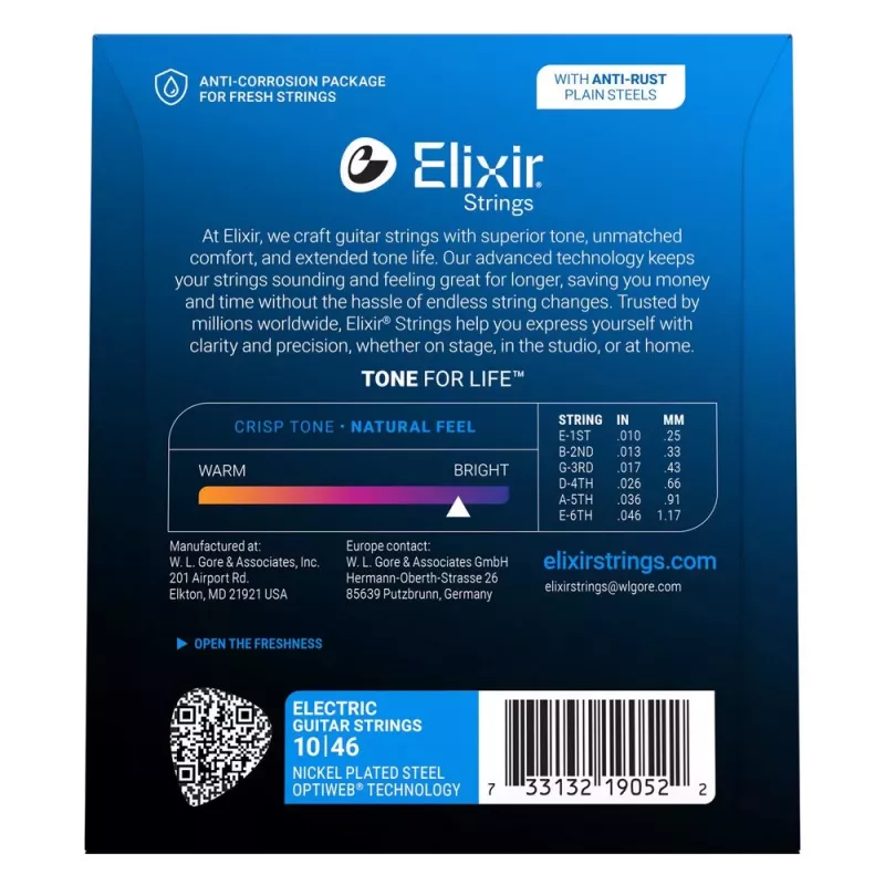 Elixir 19052 Optiweb Light Electric Guitar Strings (10-46)