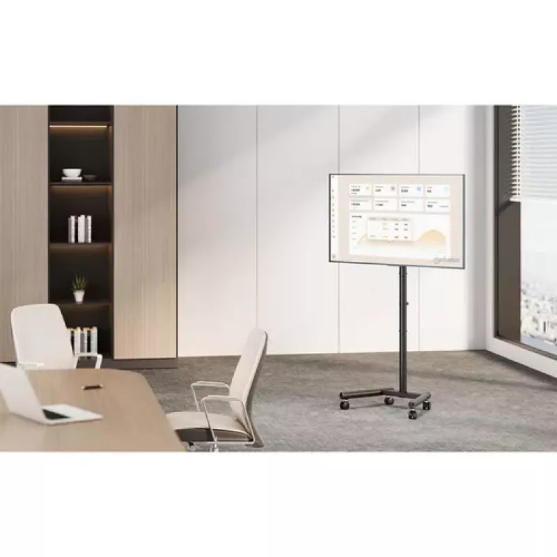 MANHATTAN Compact TV and Monitor Stand on Wheels 13-50 inch Tilt and Height Adjustable Holds up to 20 kg Black (462464)