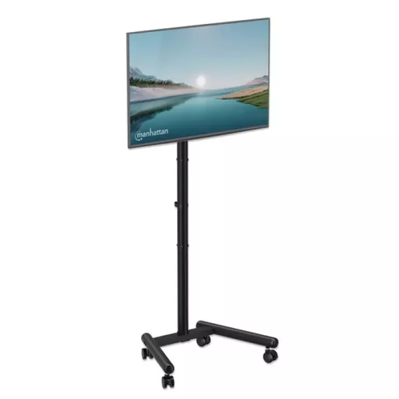 MANHATTAN Compact TV and Monitor Stand on Wheels 13-50 inch Tilt and Height Adjustable Holds up to 20 kg Black (462464)