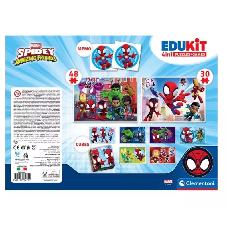 Clementoni Marvel Spidey Zestaw Edukacyjny Puzzle, Memo i Klocki 18295