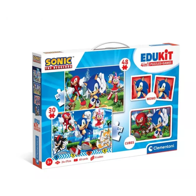 Clementoni Zestaw Edukacyjny Puzzle, Memo i Klocki Sonic 28389