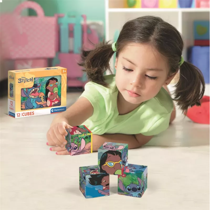 Clementoni Disney Stitch 12 Cube Blocks Puzzle 41347