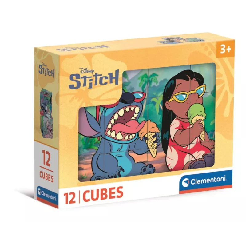 Clementoni Disney Stitch 12 Cube Blocks Puzzle 41347