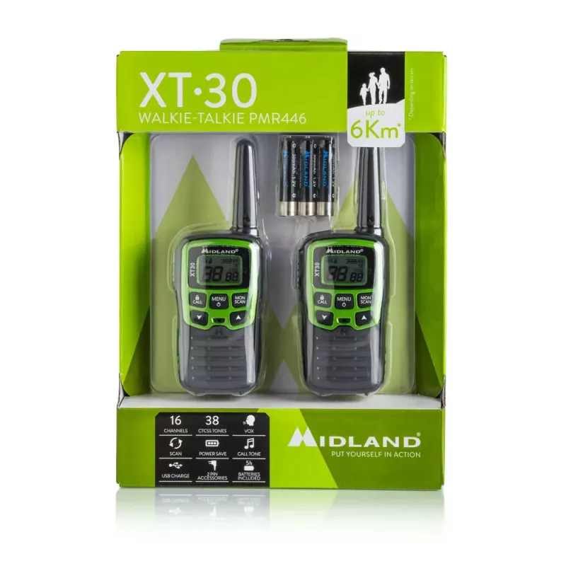 Midland XT30 2x PMR446 Zestaw dwóch radiotelefonów Zielony