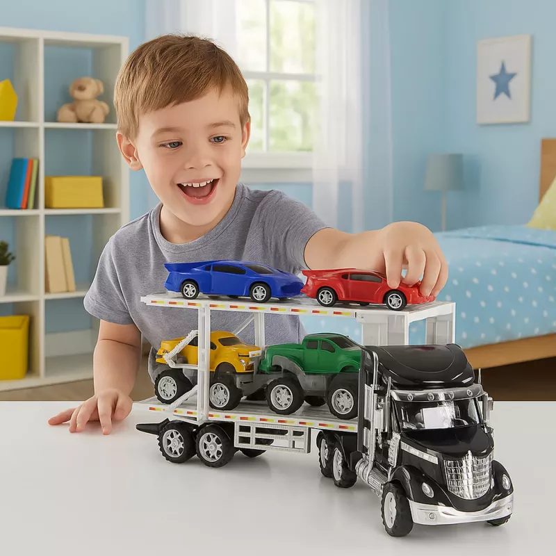 Koala Games G2591 Car Transporter Truck with 4 Die-Cast Cars