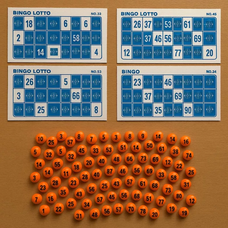 Koala Games G2592 Bingo Game - 75 kul, 48 kart, 150 żetonów, metalowa klatka, rodzinna zabawa