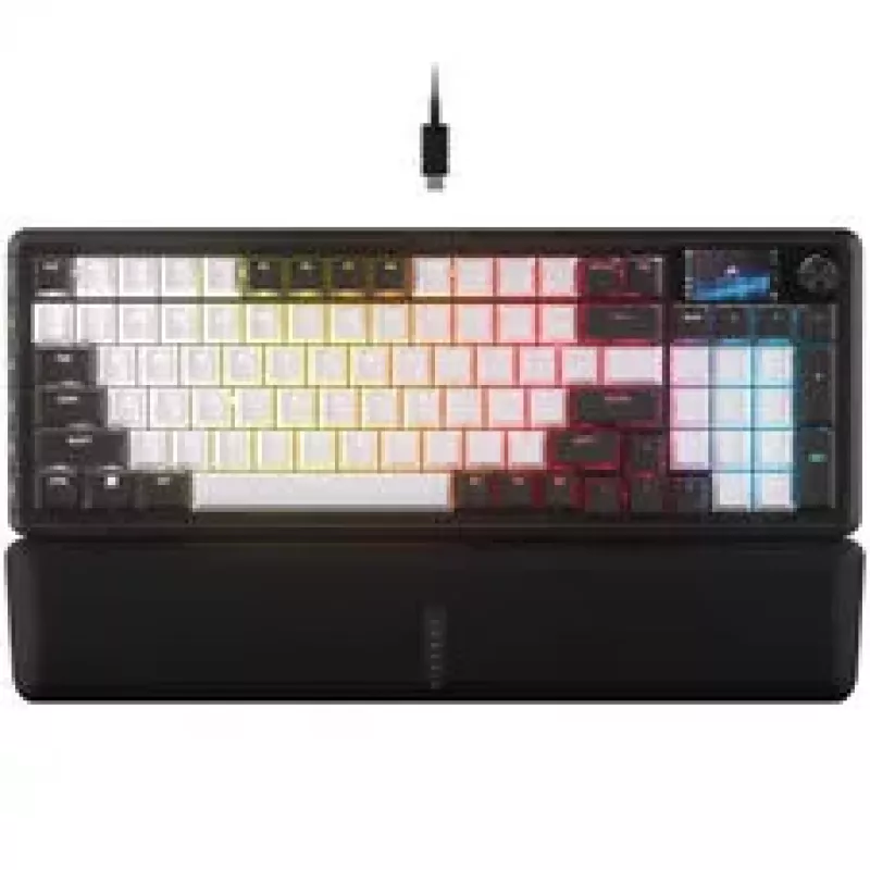Klawiatura gamingowa Corsair VANGUARD 96, mechaniczna, RGB, 8000 Hz – przełączniki MLX Plasma, ISO (DE), czarno-biała