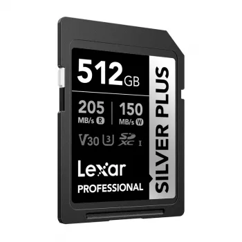 Karta pamięci Lexar Professional SILVER PLUS SDXC 512 GB, UHS-I, U3, V30, A2, do 200 MB/s odczyt, 140 MB/s zapis