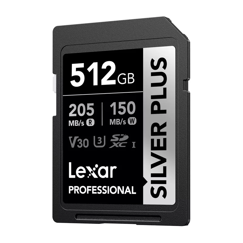 Karta pamięci Lexar Professional SILVER PLUS SDXC 512 GB, UHS-I, U3, V30, A2, do 200 MB/s odczyt, 140 MB/s zapis