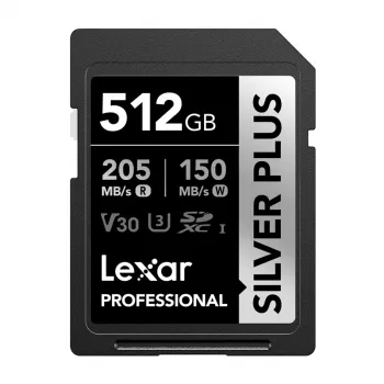 Karta pamięci Lexar Professional SILVER PLUS SDXC 512 GB, UHS-I, U3, V30, A2, do 200 MB/s odczyt, 140 MB/s zapis