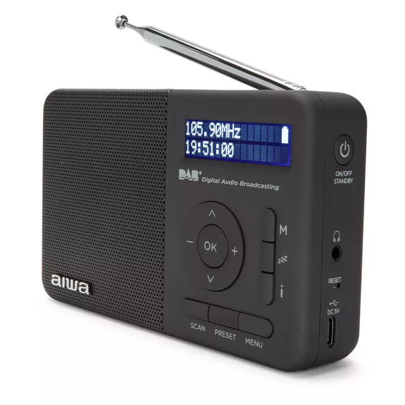Aiwa RD-40DAB/BK Czarny Przenośne Radio DAB+ i FM z Bluetooth