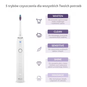 TrueLife SonicBrush Clean70 UV Soniczna Szczoteczka do Zębów z UV Sanitizerem, 5 Trybów, 3 Końcówki, Etui Podróżne, Czarny