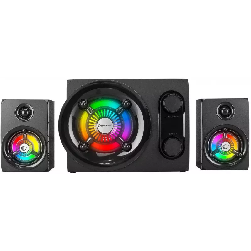 Rampage RMS-G8 25W Przenośny Głośnik Bluetooth z Podświetleniem RGB, TWS, Radio FM, Czarny