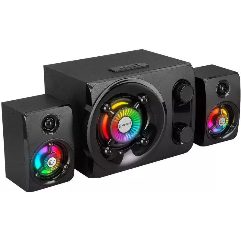 Rampage RMS-G8 25W Przenośny Głośnik Bluetooth z Podświetleniem RGB, TWS, Radio FM, Czarny