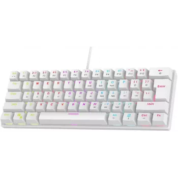 Rampage PLOWERK60 Blue Switch Biała Mechaniczna Klawiatura Gamingowa 60% RGB USB-C