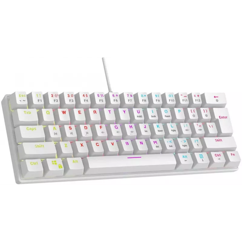 Rampage PLOWERK60 Blue Switch Biała Mechaniczna Klawiatura Gamingowa 60% RGB USB-C