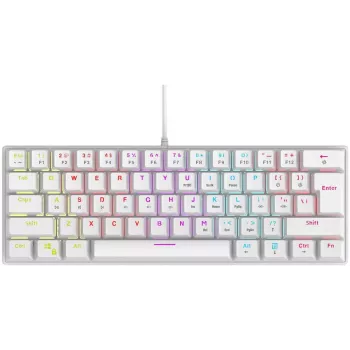 Rampage PLOWERK60 Blue Switch Biała Mechaniczna Klawiatura Gamingowa 60% RGB USB-C