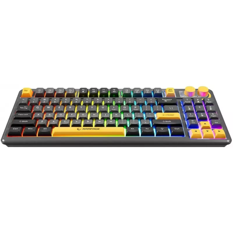 Klawiatura mechaniczna Rampage CYCLONE KNOB RGB 90%, przełączniki Outemu Blue, czarna