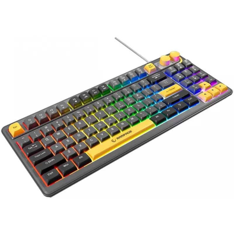 Klawiatura mechaniczna Rampage CYCLONE KNOB RGB 90%, przełączniki Outemu Blue, czarna