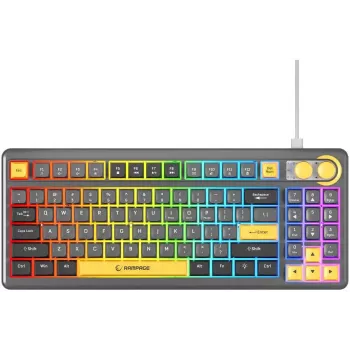 Klawiatura mechaniczna Rampage CYCLONE KNOB RGB 90%, przełączniki Outemu Blue, czarna
