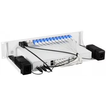 Rackmount.IT RM-SR-T16 Zestaw montażowy do szafy RACK dla SonicWall TZ300, TZ400, TZ500, TZ600, SOHO, NSA 2600, NSA 3600, NSA 4600, NSA 5600, NSA 6600 - 1U 19-calowy stalowy uchwyt montażowy z kablami krosowymi