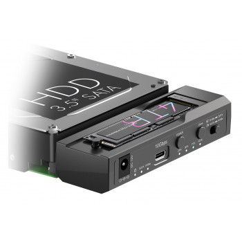 IcyBox IB-2911MSCL-CU31 Stacja dokująca i klonująca do M.2 NVMe i 2,5/3,5 cala SATA HDD/SSD
