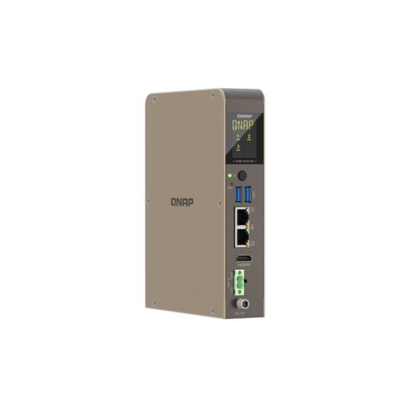 QNAP QBoat-300 Ultra-Kompaktowy Serwer NAS Bez Wentylatora z Dwoma Slotami M.2 NVMe/SATA, Intel Celeron J3455 Quad-Core, 4GB RAM, Podwójny Gigabit Ethernet, HDMI, 2x USB 3.0