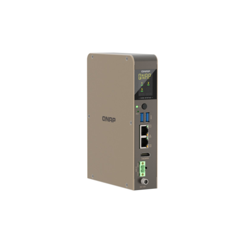 QNAP QBoat-300 Ultra-Kompaktowy Serwer NAS Bez Wentylatora z Dwoma Slotami M.2 NVMe/SATA, Intel Celeron J3455 Quad-Core, 4GB RAM, Podwójny Gigabit Ethernet, HDMI, 2x USB 3.0