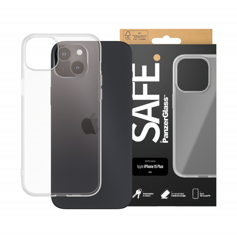 SAFE by PanzerGlass iPhone 15 Plus twarda obudowa przezroczysta z 100% recyklowanego TPU