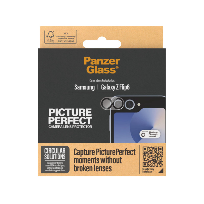 PanzerGlass PicturePerfect Osłona obiektywu aparatu do Samsung Galaxy Z Flip6 (F741, F7374) - hartowane szkło o wysokiej przezroczystości, twardość 9H, odporne na zarysowania i uderzenia, powłoka oleofobowa, łatwy montaż