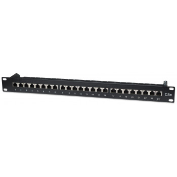 Intellinet 513487 24-portowy ekranowany panel krosowy Cat5e STP 1U do szafy Rack, czarny