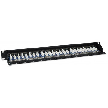 Intellinet 513487 24-portowy ekranowany panel krosowy Cat5e STP 1U do szafy Rack, czarny
