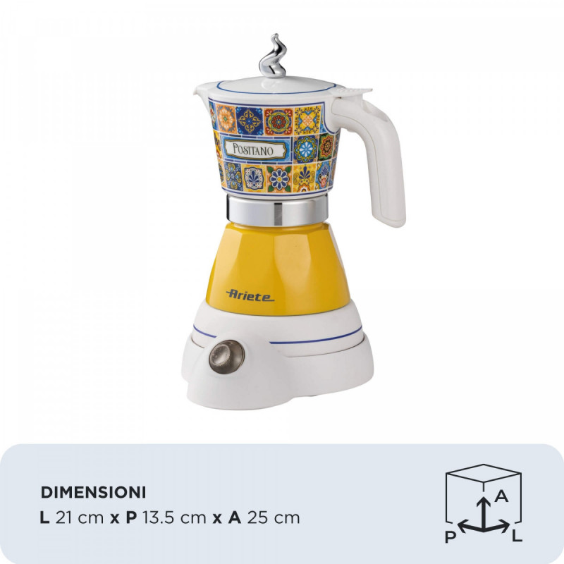 Ariete Moka Positano Elektryczny ekspres do kawy po włosku, 4 filiżanki, czarny, 400W