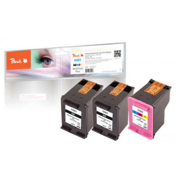 Peach PI300-563 Kompatybilny wkład atramentowy, zestaw 3 sztuk, czarny, cyjan, magenta, żółty, do HP DeskJet 1000 1010 1050 1050A 1055 1510 i innych